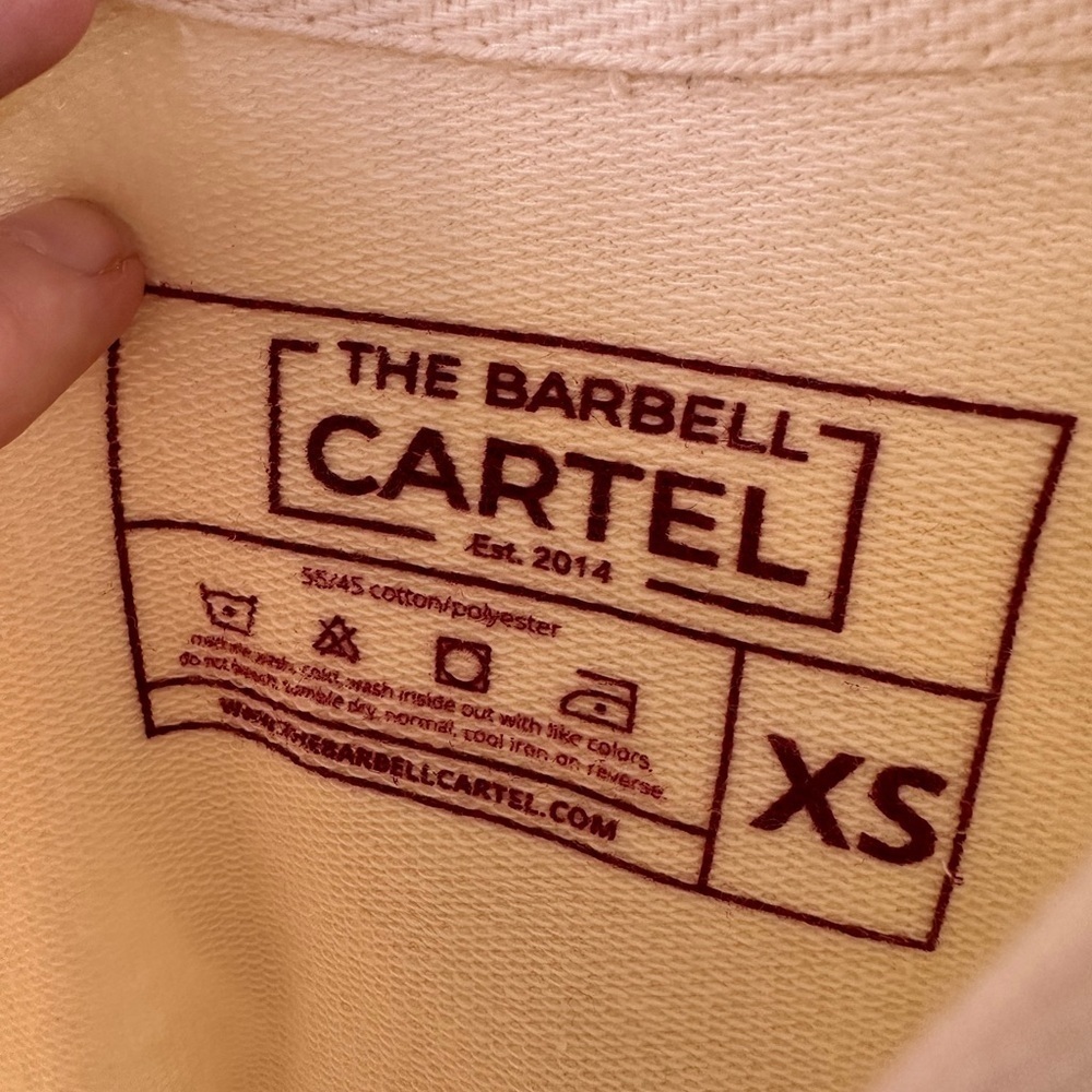 The Barbell Cartel Sweatshirt Womens XS Hoodie Big Logo Weightlifting Gym Beige - Picture 4 of 6